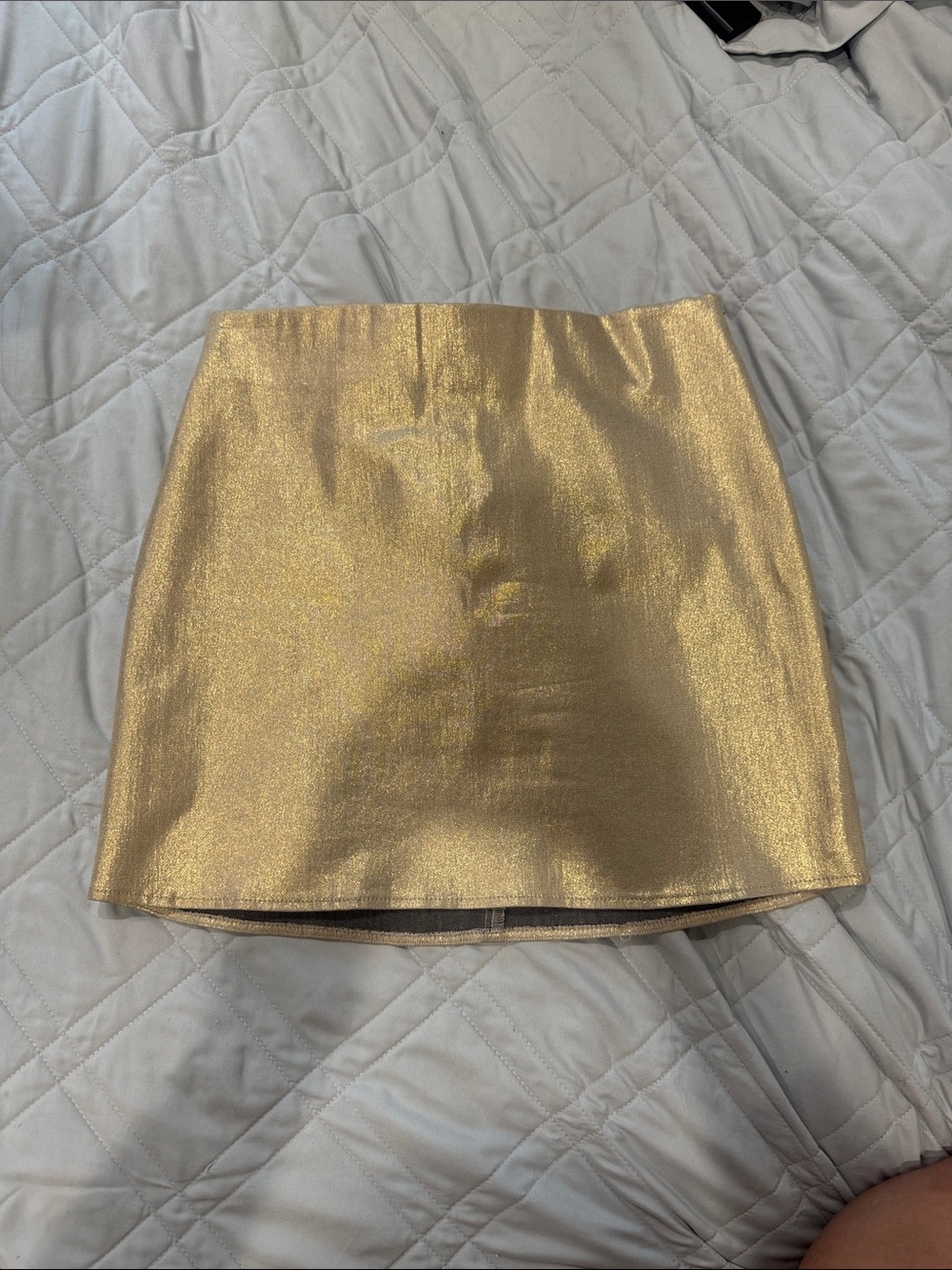 Shimmer Metallic Gold Mini Skirt